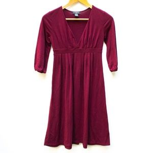 BR | Maroon Pleated 3/4 Sleeve Empire Dress